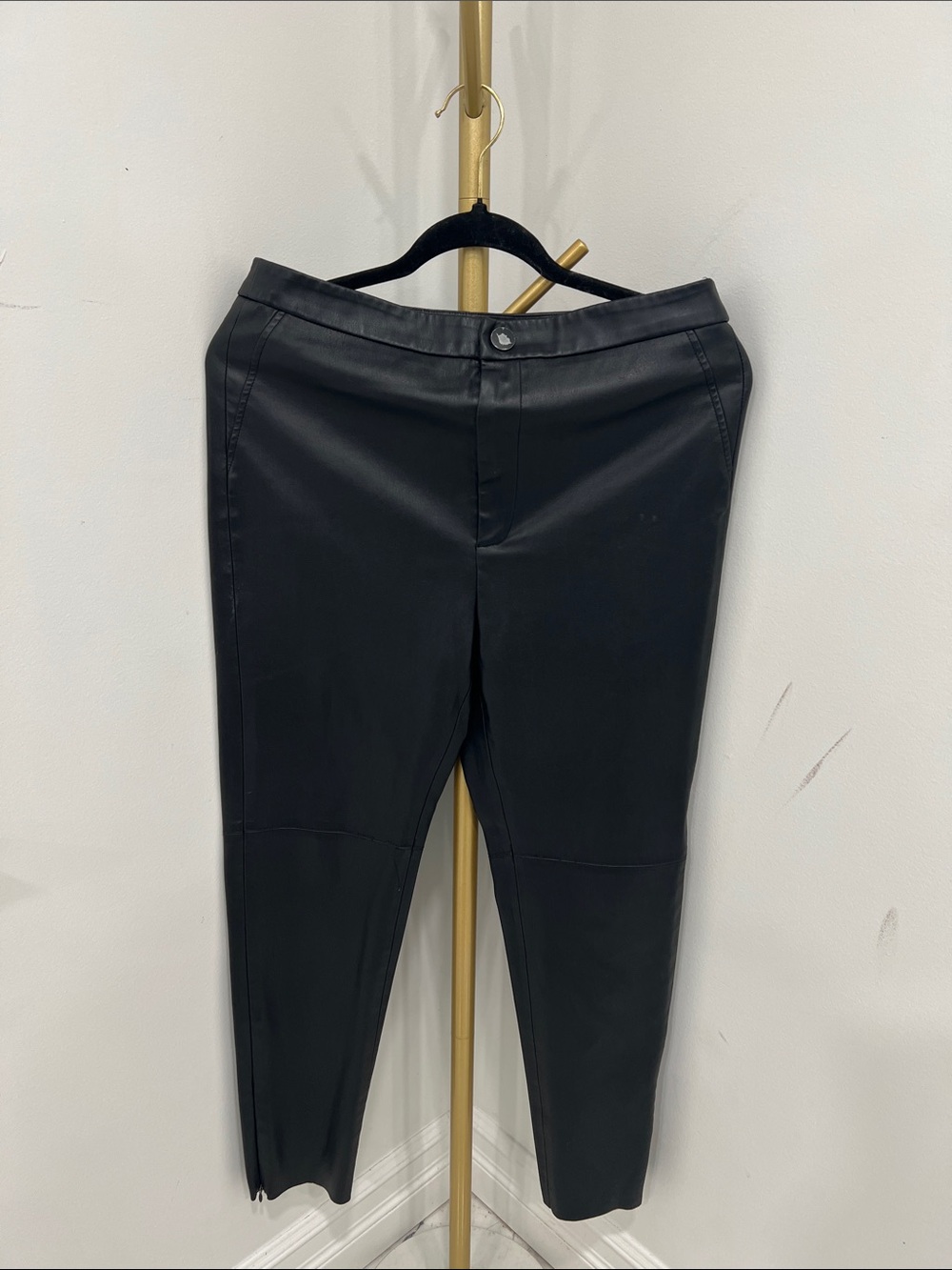 Zara Black Faux Leather Slim Tapered Pants